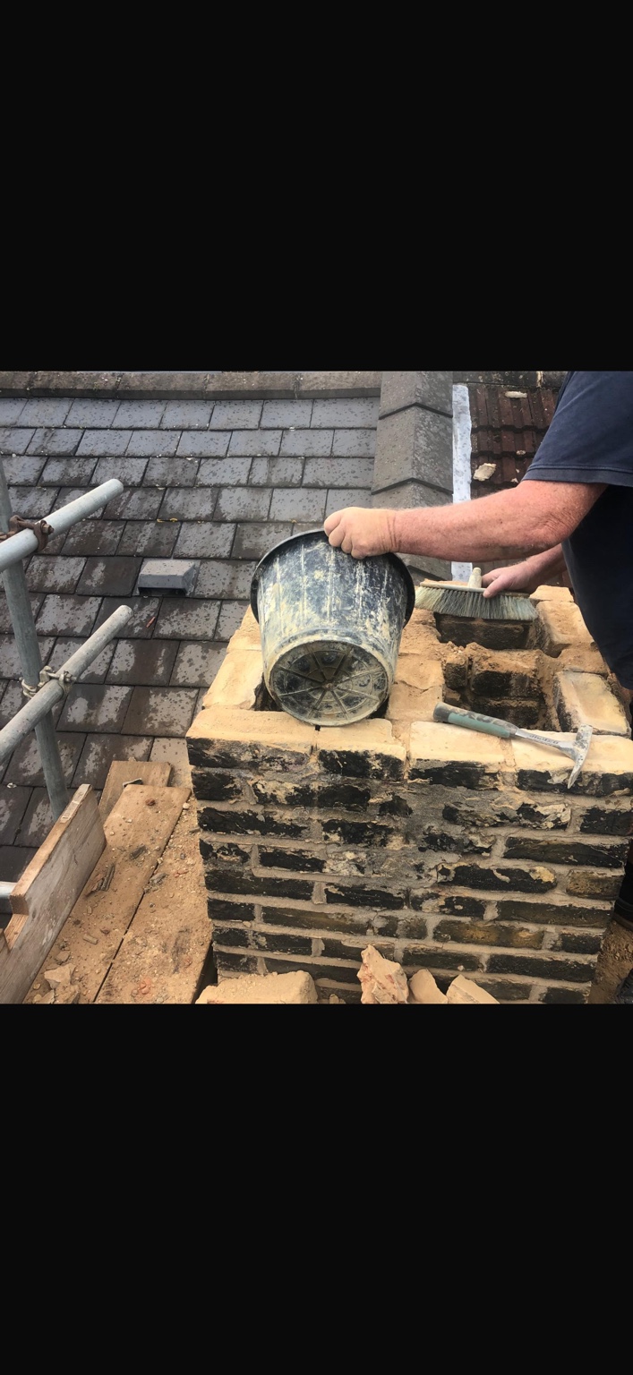 Chimney rebuild in progress